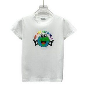 Balenciaga White "You Are The World" Earth Print Cotton Short-Sleeve T-Shirt Siz
